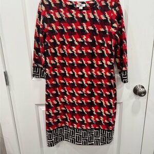 Cato Red and Black Dolman Sleeve Sheath Dress